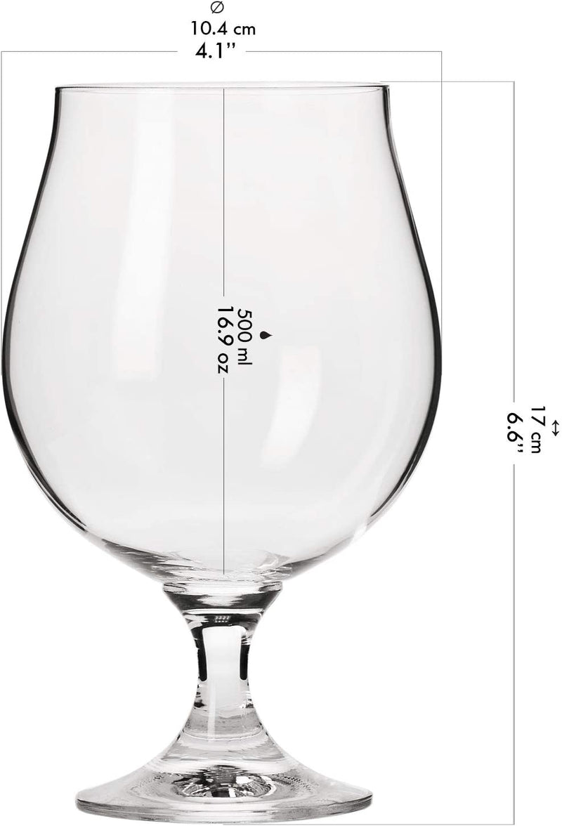 Krosno Dark Ale Stout Beer Glasses | Set of 6 | 500 ML | Elite Collection