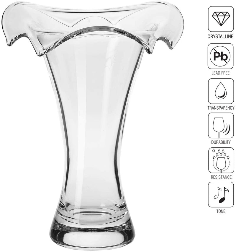 Krosno Tall Glass Vase for Flowers | 270 mm High | Wave Collection
