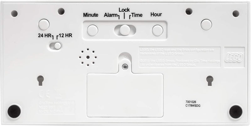 By ClicTime Lego Brick Alarm Clock White