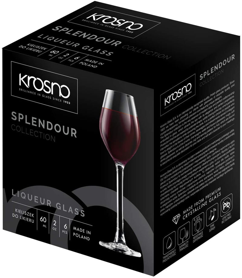 Krosno Splendour Collection | liqueur or vodka glasses | 60ml | Set of 6