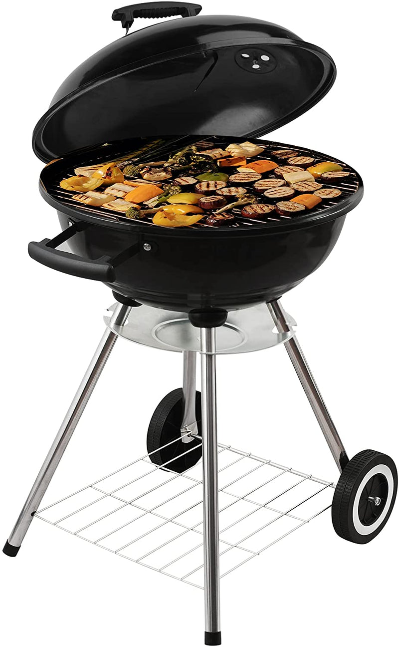 EU-AIRBIN BBQ Grill, 18-inch Portable Charcoal Grill for Outdoor, Charcoal Barbecue Grill with Lid and Chrome-Plated Rack