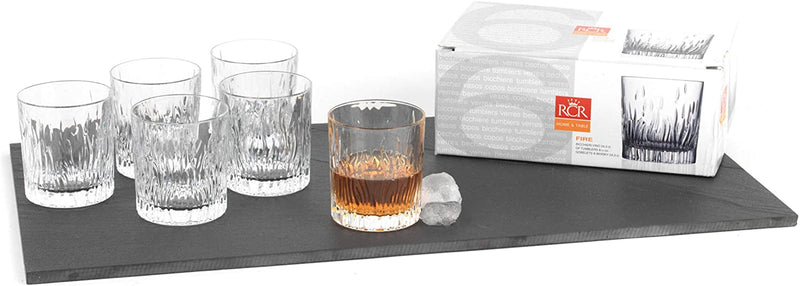 RCR Fire Crystal Gin Water Large Tumblers Glasses, 33 CL, Set of 6