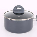 Homiu 5 Piece Non Stick Pots and Pans Set, Forged Aluminium Cookware Set 2 Glass