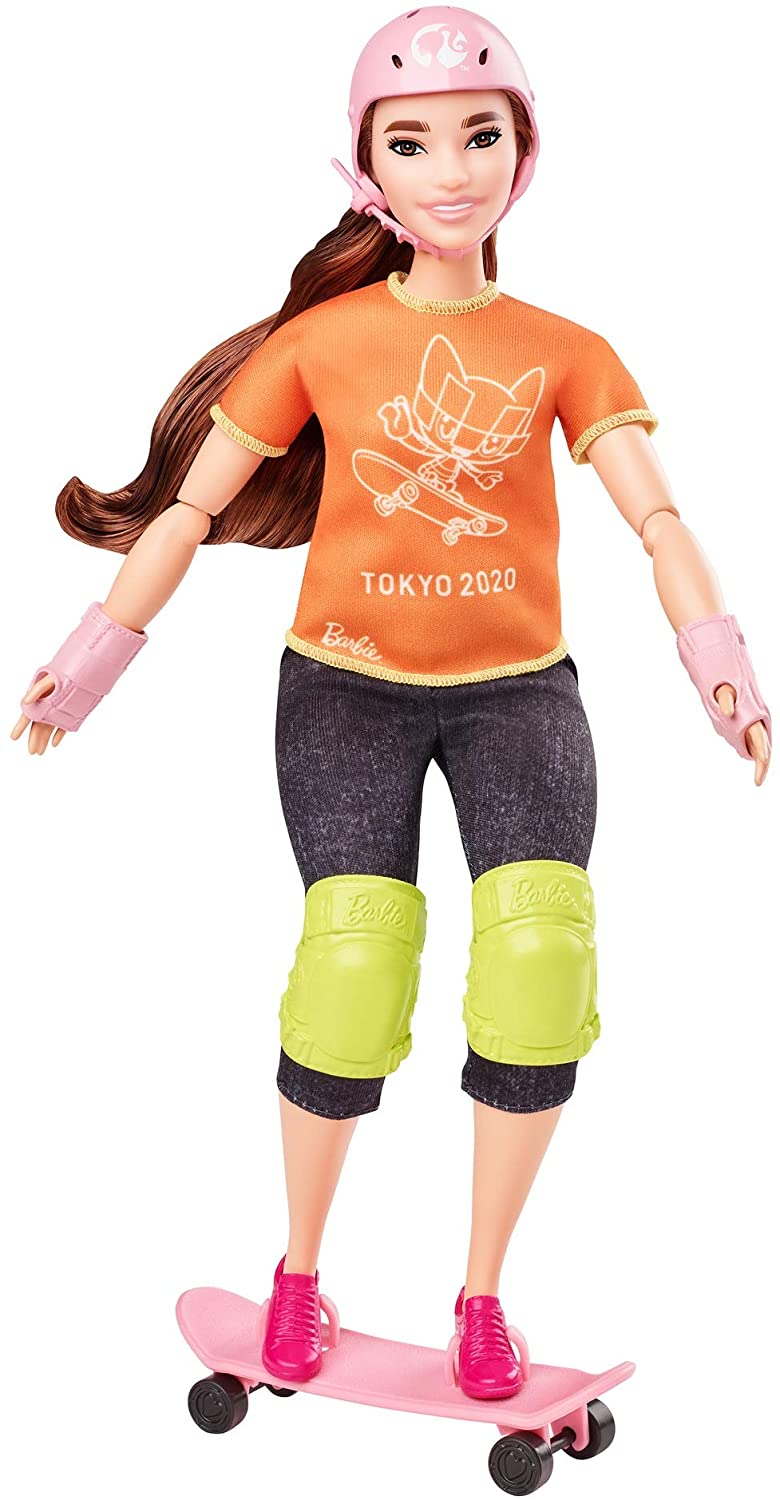 Barbie Doll, Olympic Games skateboarder doll, sport uniforms, Fun play