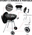 EU-AIRBIN BBQ Grill, 18-inch Portable Charcoal Grill for Outdoor, Charcoal Barbecue Grill with Lid and Chrome-Plated Rack