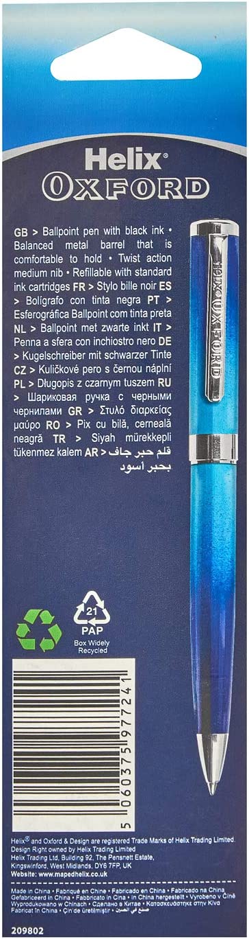 Helix Oxford Ombre Premium Ballpoint Pen Ombre Blue (Black Ink)