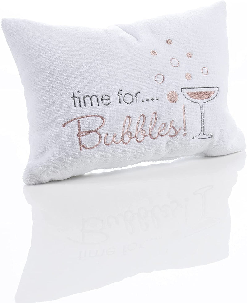 Homiu Bath Pillow Microfibre 240 GSM with Embroidered Design and 2 Non- Slip Suction Pads Bathtub Cushion