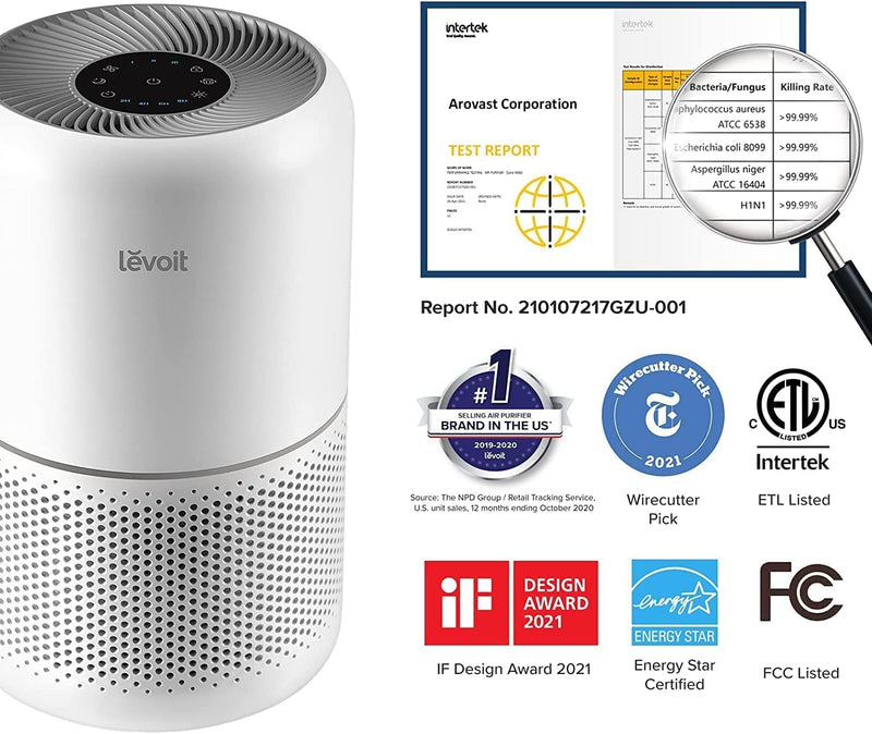 Levoit Air Purifiers for Home Bedroom with H13 HEPA & Carbon Air Filters