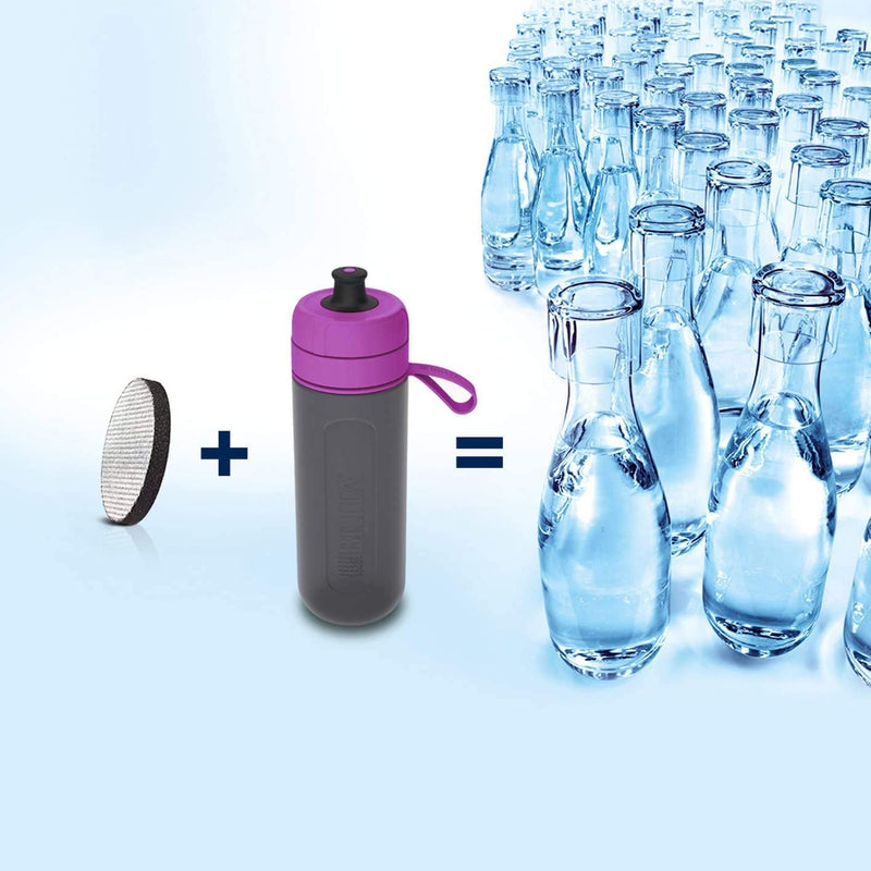 BRITA Fill and Go Active Sports Water Filter Bottle BPA Free, Purple, 600 ml with  Pack of 4 MicroDiscs,