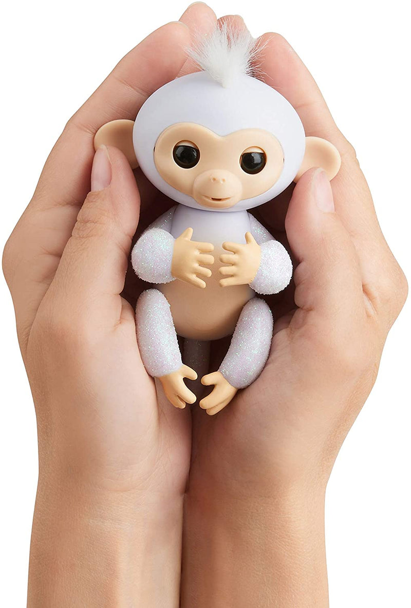 Fingerlings Glitter Monkey - Sugar (White Glitter) - Interactive Baby Pet - By WowWee