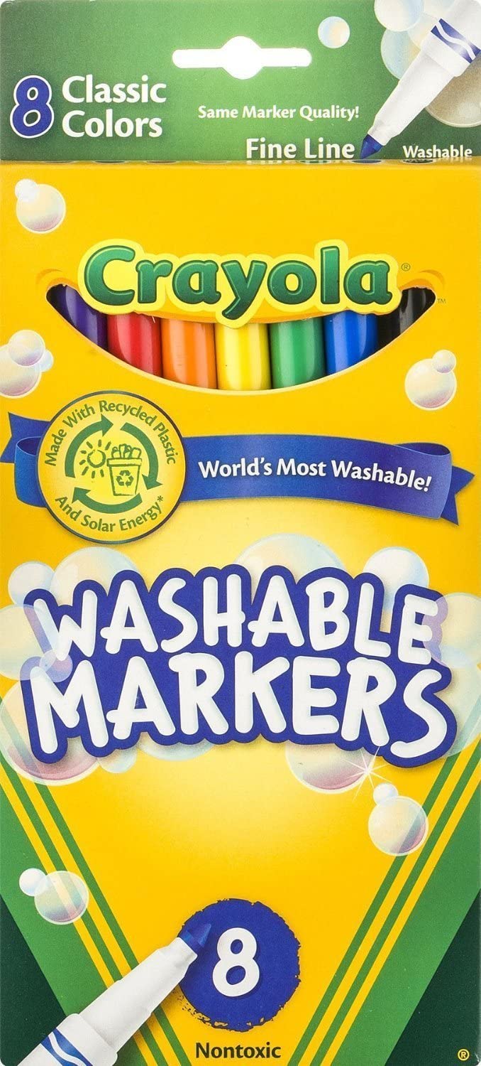 Crayola Ultra-Clean Washable Markers, Color Max, Fine Line Classic Colors 8