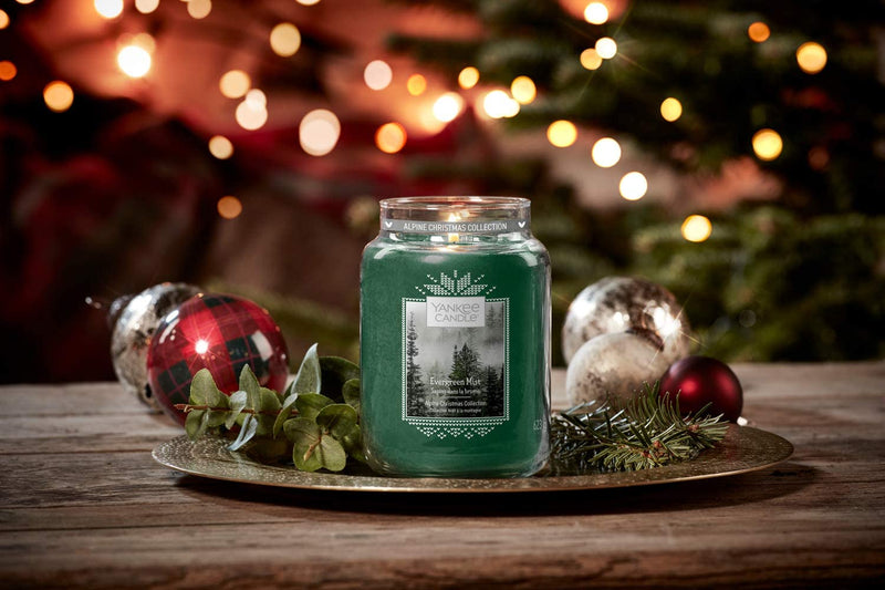Yankee Candle Small Jar Scented Candle, Evergreen Mist, Alpine Christmas Collection