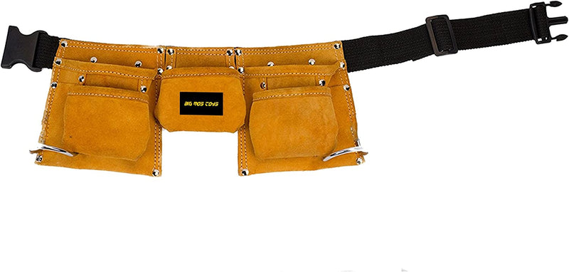 Big Mo's Toys Tool Belt - Kids Brown Faux Suede Pretend Play Belt for Tools with Adjustable Strap