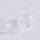 Homiu Double Walled Coffee or Tea Glasses Borosilicate Thermo Glass Cups with Handle 300ml