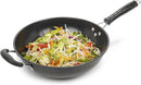 Homiu Wok Traditional 2-Handle Design Non-Stick Big Pan, Bakelite Handle and Carbon Steel Perfect for Stir Fry 30cm
