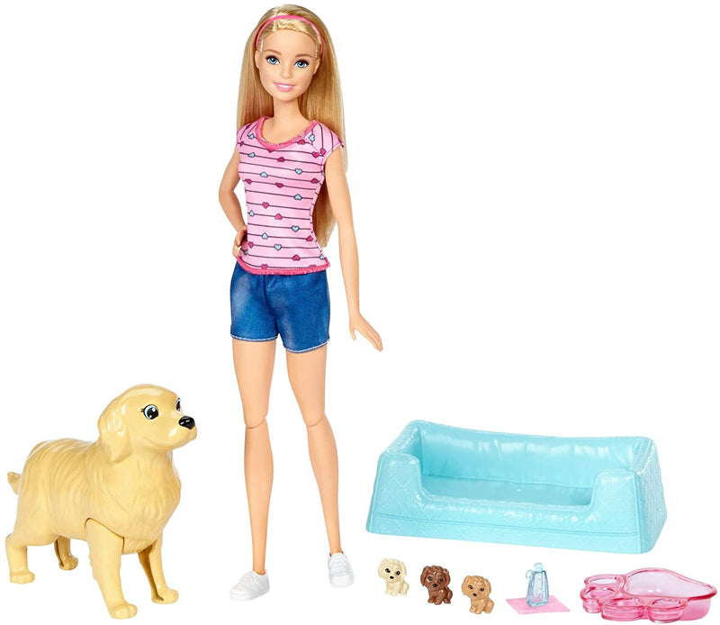Barbie Family Newborn Pups Pet and Comes with Dog and Three Puppies Play FDD43