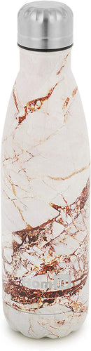 Homiu Water Bottle Print Design Insulated Double Walled Hot or Cold Stainless Steel Vacuum Flask Reusable (Marble 500ml)