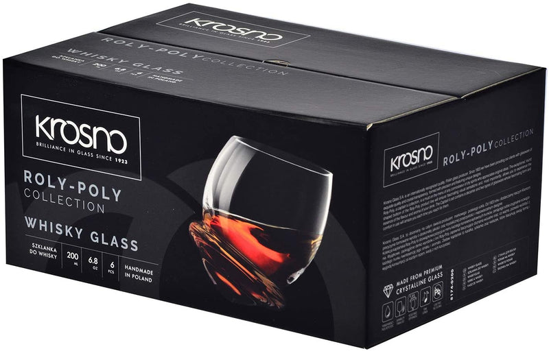 Krosno Rocking Whiskey Tumbler Glasses Set of 200 ML Roly-Poly