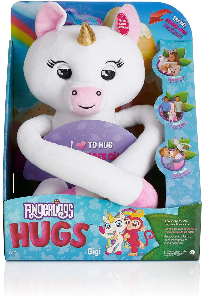 Wow Wee Fingerling Hugs Interactive Unicorn Plush, White