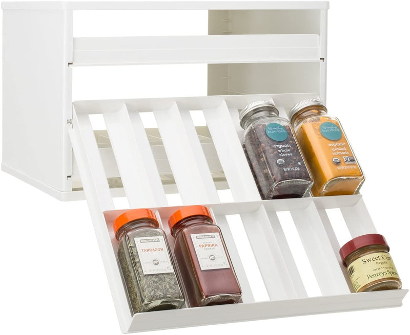 YouCopia Chef's Edition SpiceStack 30-Bottle Organizer with Universal Drawers, White
