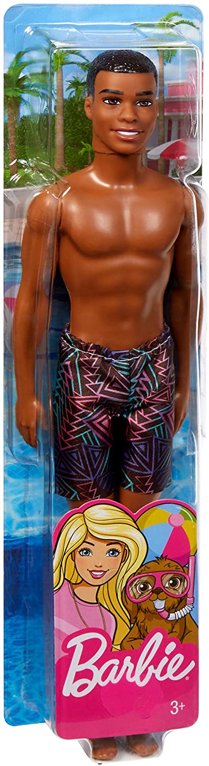 Barbie Ken Doll, Sun-Sational Beach Doll, Patterned Trunks, Dark Skin Multi Coloured New