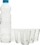 Glass Bottle 6 Glasses Ribbed Design