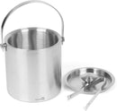 Homiu Ice Bucket with lid and Tongs Stainless Steel Double Wall 1.5 Or 2 Litre Container Cube Thick Pail with Tweezers