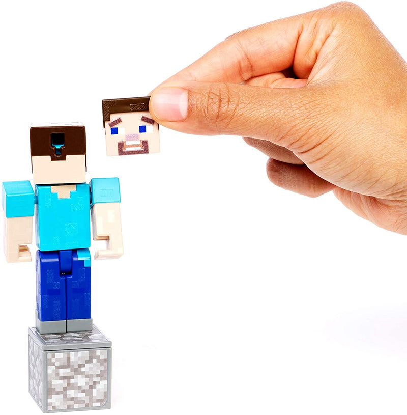 Minecraft Steve Action Figure, Comic Maker, with swappable faces and weapon