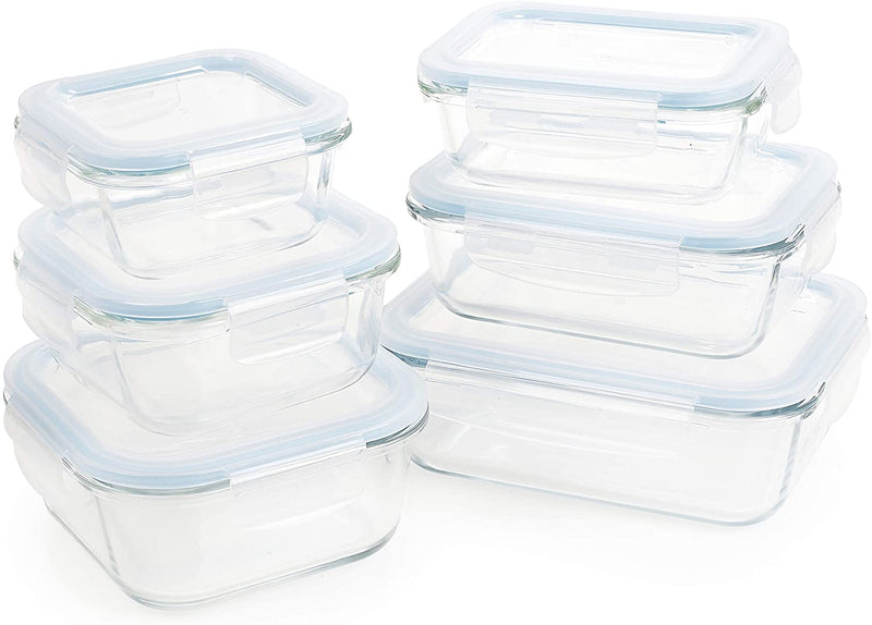 Homiu Kitchen Glass Food Storage Containers with Lids (6 Container Pack)