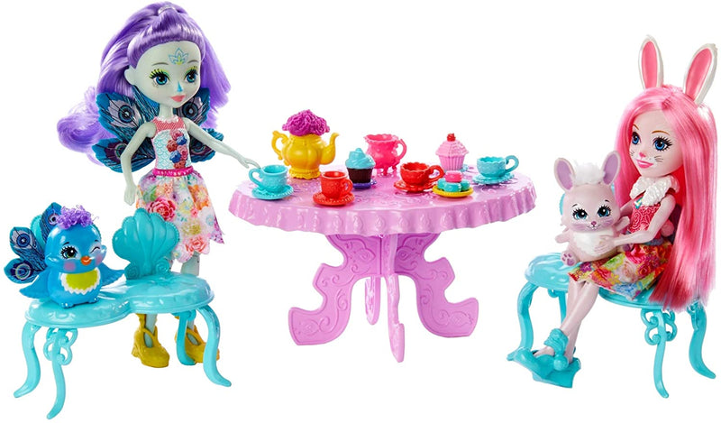 Enchantimals Tasty Tea Party PLAYSET with BREE Bunny & Patter Peacock Dolls