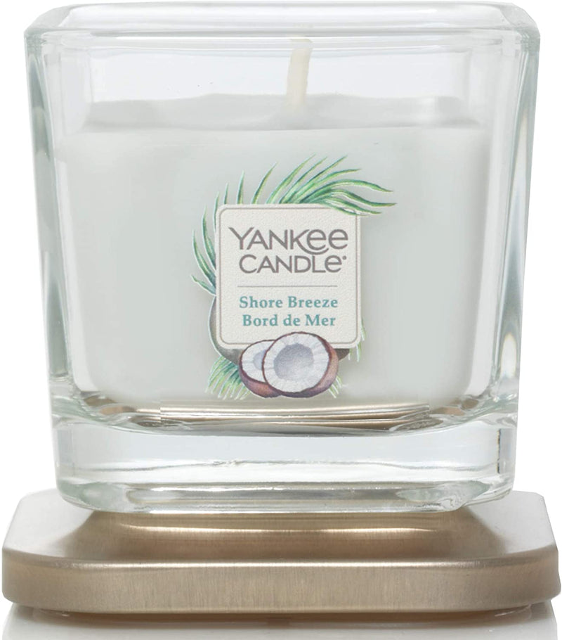 Yankee Candle Elevation Collection with Platform Lid 3-Wick Square Scented Candle, Wax, Shore Breeze, Small