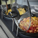 Homiu Triple Slow Cooker, 3 Individual Heat Pots, Easy Clean, Non Stick, Temperature Control 3 Settings Low Medium High 300W Power, Ceramic Silver