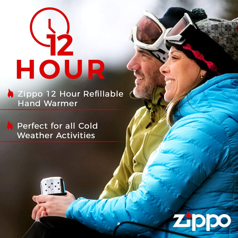 Zippo 12 Hour Refillable Hand Warmer | Portable, Refillable, Odorless | Works with Zippo Lighter Fluid | Includes easy fill technology, 2.5X more heat than disposables | Perfect for Camping, Fishing