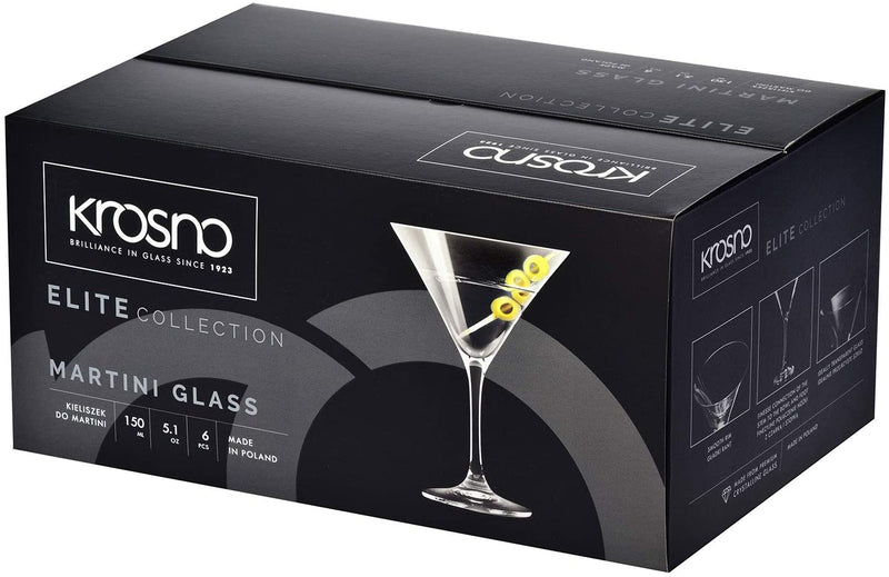 Krosno Martini Cocktail Glasses | Elite Collection | Set of 6 | 150 ML