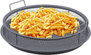 Round Oven Crisper Tray, Non-Stick Air Fry Crisper Basket with Tray, Carbon