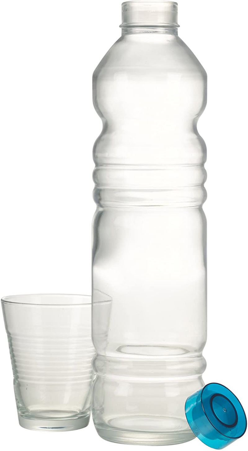 Glass Bottle 6 Glasses Ribbed Design