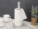 Homiu Paper Towel Holder Marble Black or White Kitchen Roll Stand Freestanding (White)