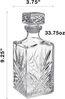 Bormioli 1 Litre Cut Glass Square Glass Decanter Whisky Decanter