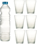 Glass Bottle 6 Glasses Ribbed Design