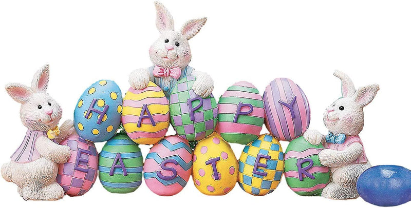 BestPysanky Bunnies with Easter Eggs Decorative Centerpiece