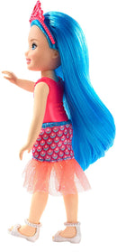 Barbie dreamtopia Chelsea Sprite- Doll with blue hair, pink headpiece, seashell-themed bodice New