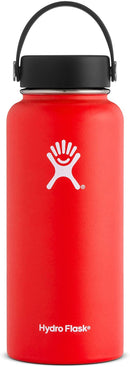 Hydro Flask Mouth 32 oz. Wide Water Bottle, Stainless Steel, Lava