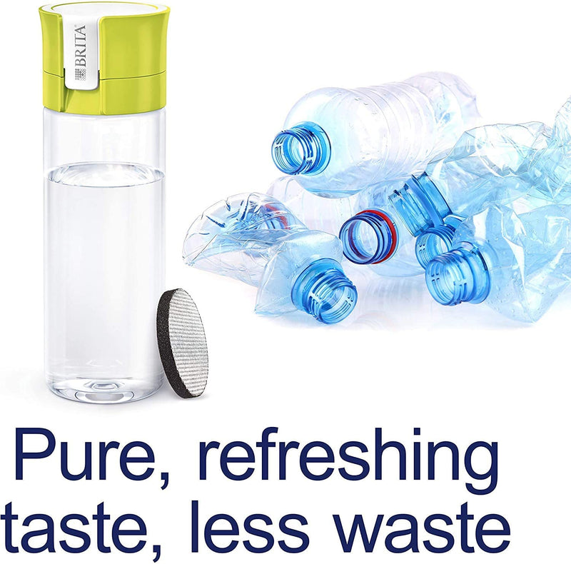 BRITA Fill and Go Vital Water Filter Bottle BPA Free, Lime, 600 ml with Pack of 4 MicroDiscs,