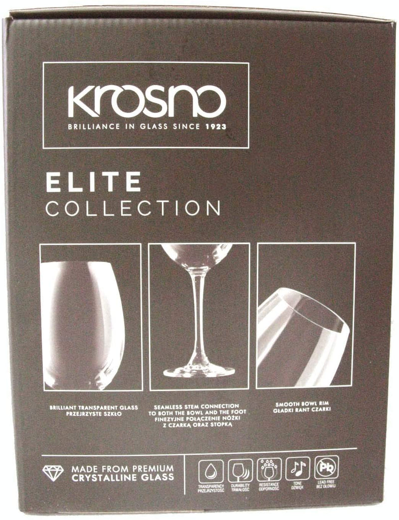 Krosno Set of 6 Glass Glass Transparent Red Wine Elite Avant Garde 360 ml