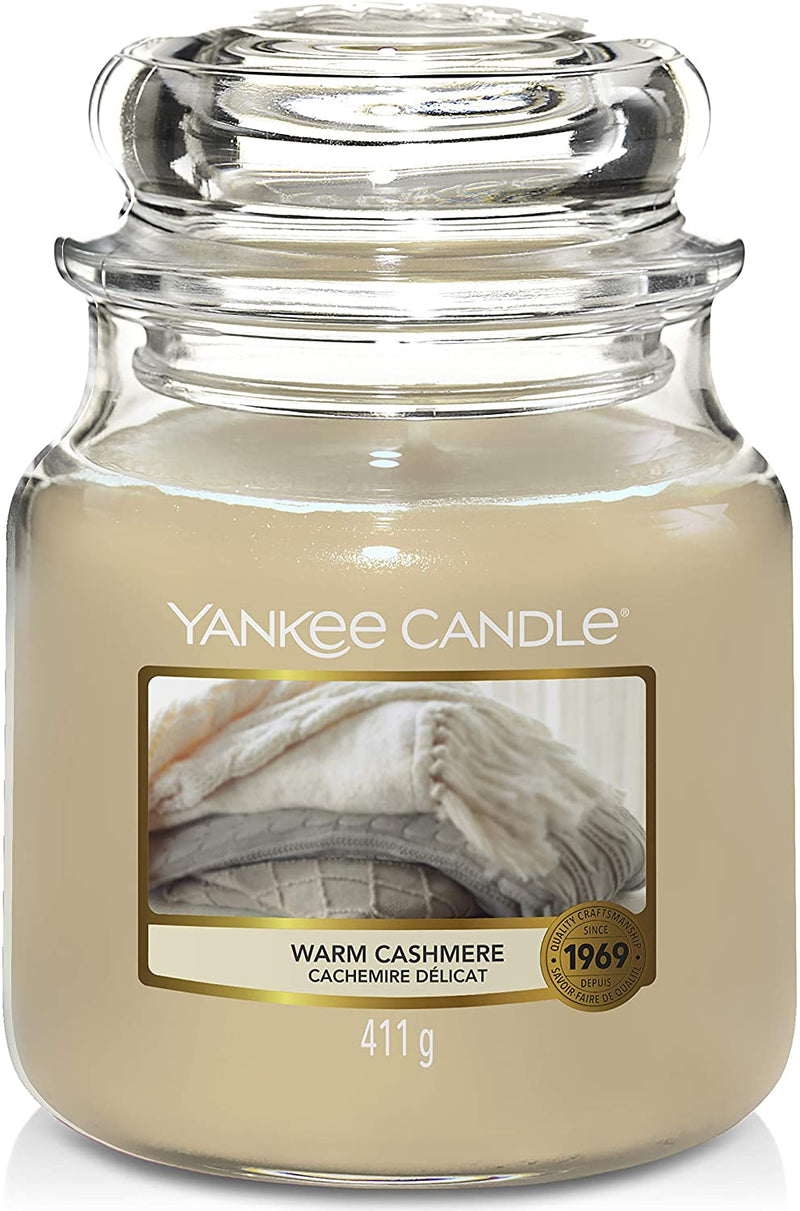 Yankee Candle Scented Candle | Warm Cashmere Medium Jar Candle| Burn Time: Up to 75 Hours