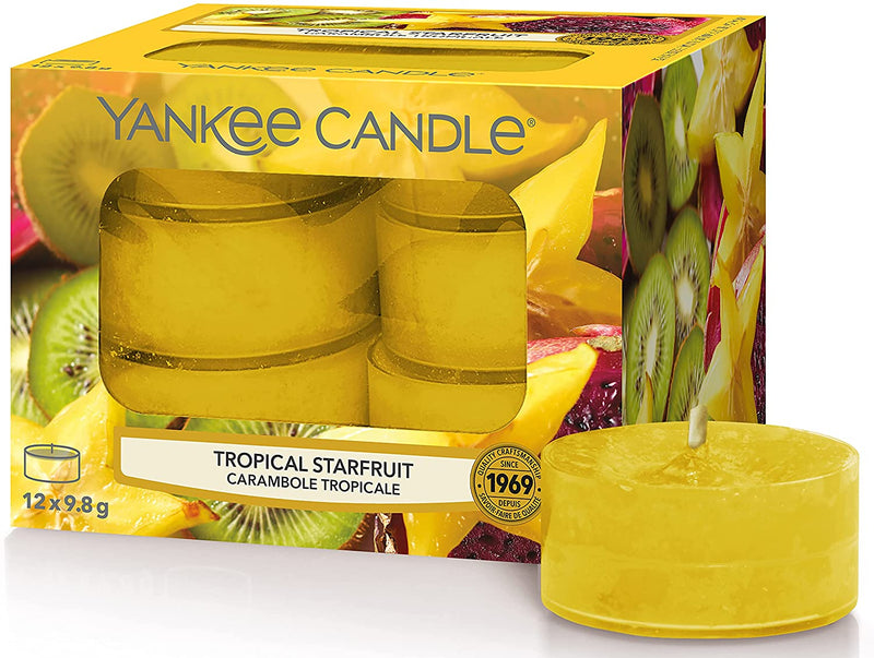 Yankee Candle Tea Light Scented Candles | Tropical Starfruit | 12 Count
