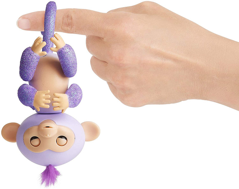 Fingerlings Glitter Monkey - Kiki (Purple Glitter) - Interactive Baby Pet - By WowWee