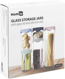 Homiu Airtight Glass Storage Jars with Silicon Lids 5 Pack, Ideal for Pasta Spice Coffee Tea and Dried Fruit