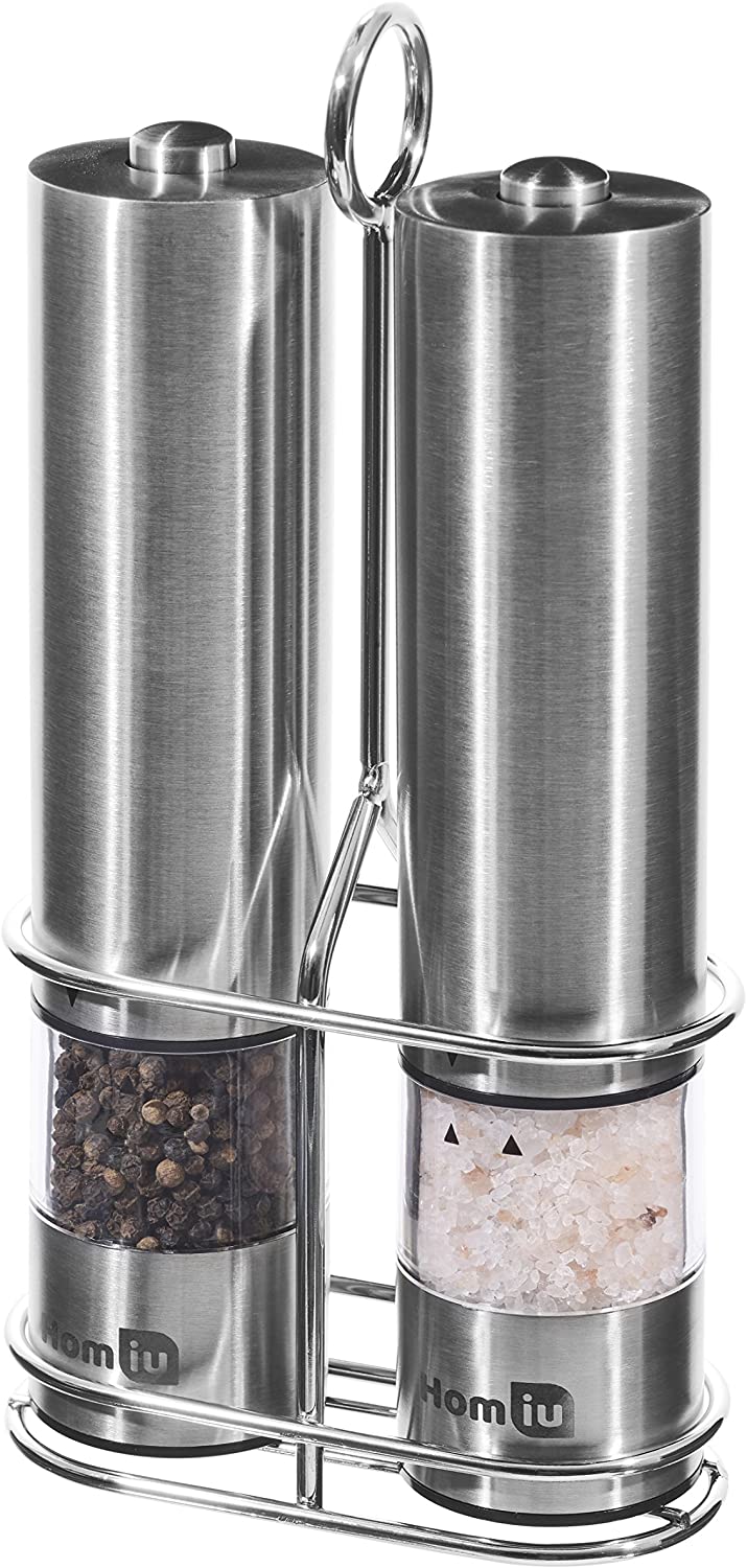 Homiu Stainless Steel Salt and Pepper Mill Stand