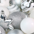 RN'D Christmas Snowflake Ball Ornaments - Christmas Hanging Silver and White Snowflake and Ball Ornament Assortment Set with Hooks